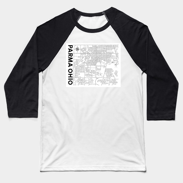 Parma Ohio Map Baseball T-Shirt by fiberandgloss